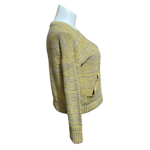 FREE PEOPLE In My Pocket Slub Knit Marled Sweater S Yellow Gray‎ Boxy Fit-Cozy - Picture 2 of 11